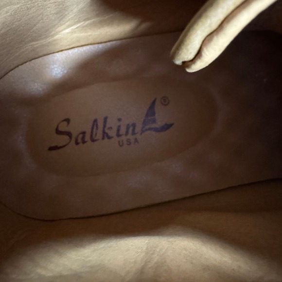 Salkin USA Mens Tan Leather Whipstitch Chukka Boots Brown 2108.47 Size 11-12 - Picture 8 of 12